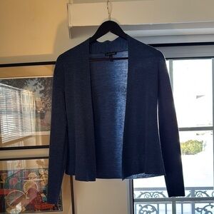 Eileen Fisher, 100% Merino Wool Women's Blue Sweater Cardigan, size XXS - fits S